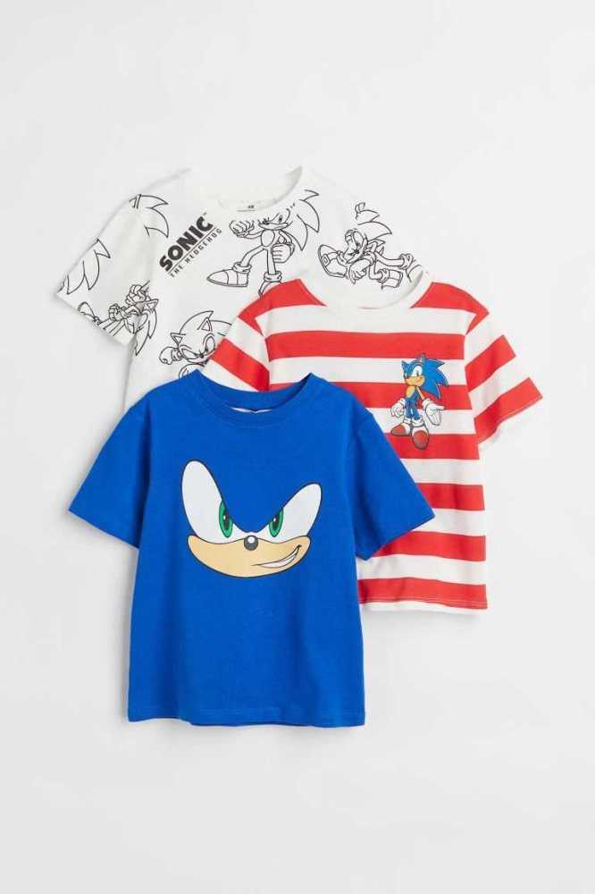 Camisas H&M 3-pack Printed Niños Azules | 347625BRN