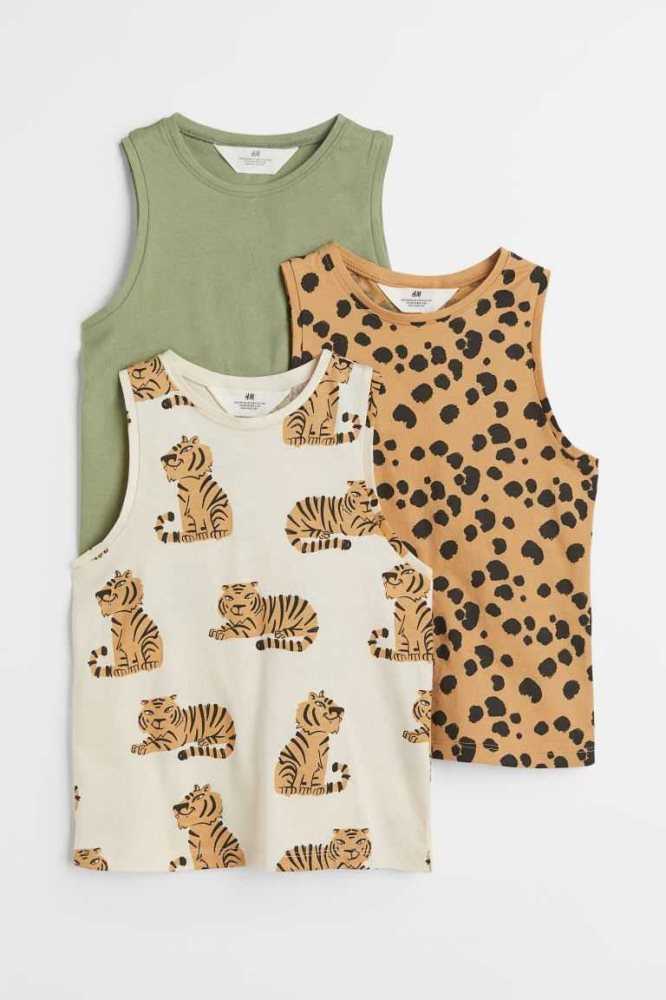 Camisas H&M 3-pack Sin Manga Algodon Niños Beige Claro | 572486XSW