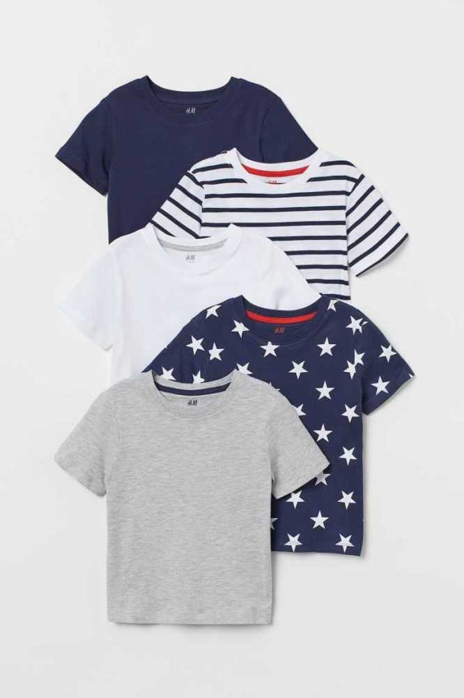 Camisas H&M 5-pack Algodon Niños Azul Marino Azules Grises | 389540ELV