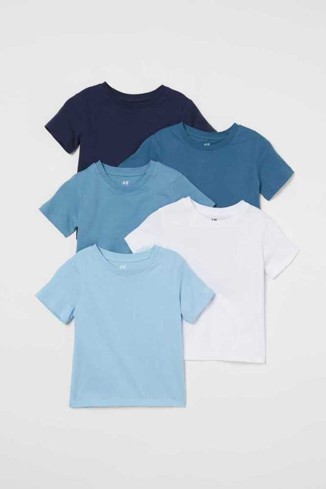 Camisas H&M 5-pack Algodon Niños Azul Marino Azules Grises | 389540ELV