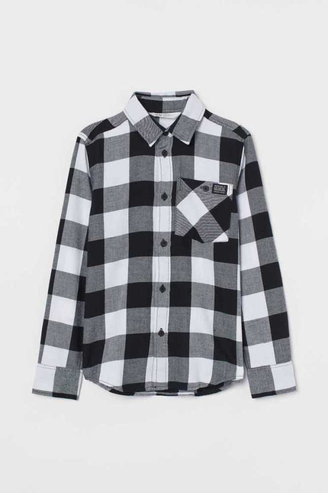 Camisas H&M Algodon Flannel Niños Negros | 056189YNT