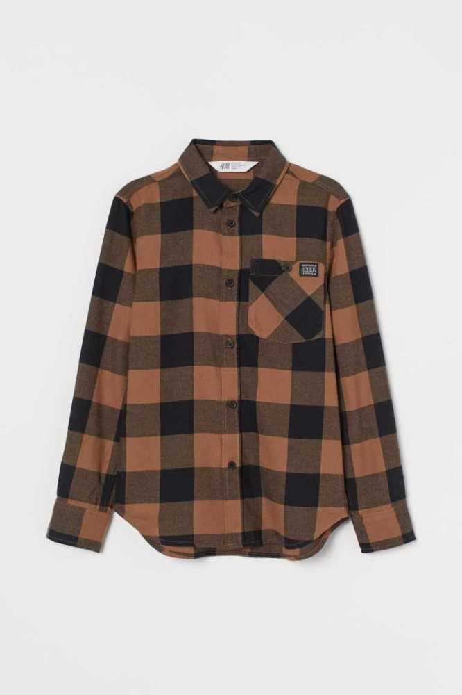 Camisas H&M Algodon Flannel Niños Negros | 056189YNT