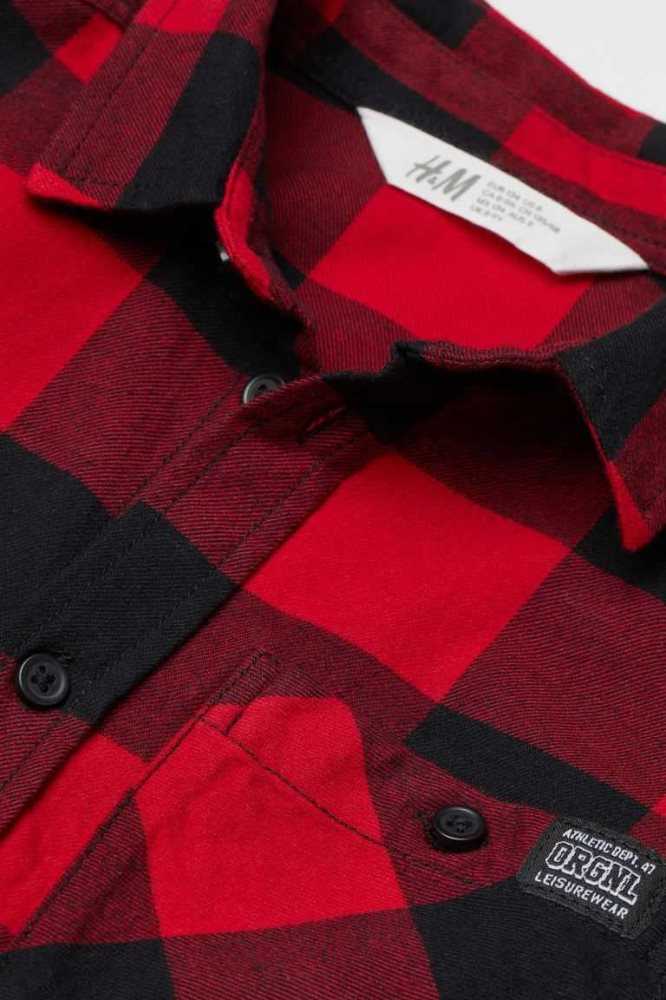 Camisas H&M Algodon Flannel Niños Rojos | 610754ILV