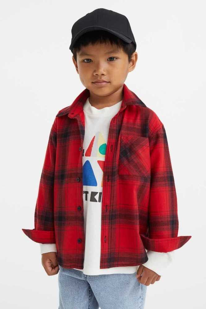 Camisas H&M Algodon Flannel Niños Rojos | 725091PNX