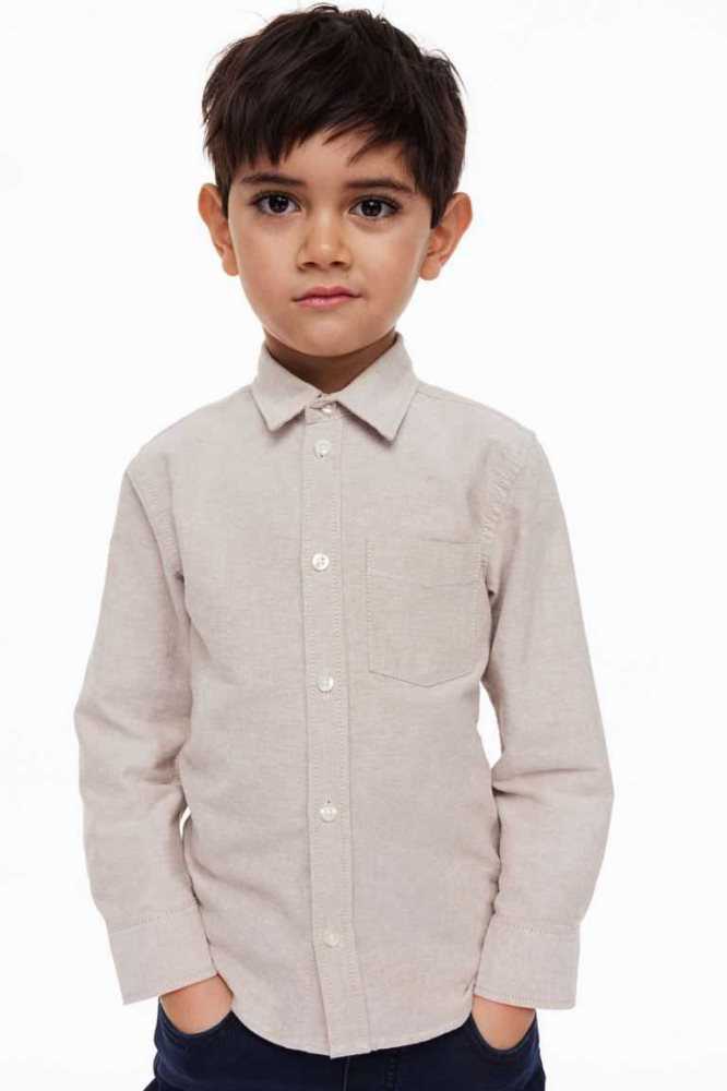 Camisas H&M Algodon Niños Azules Claro Blancos | 082591GAK