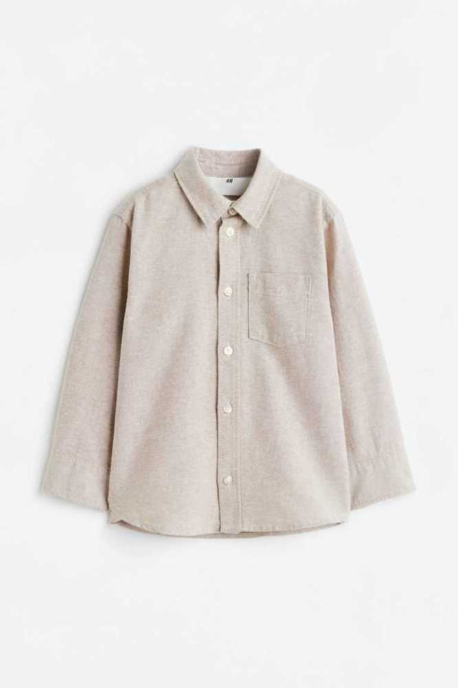 Camisas H&M Algodon Niños Beige Claro | 831752MYK