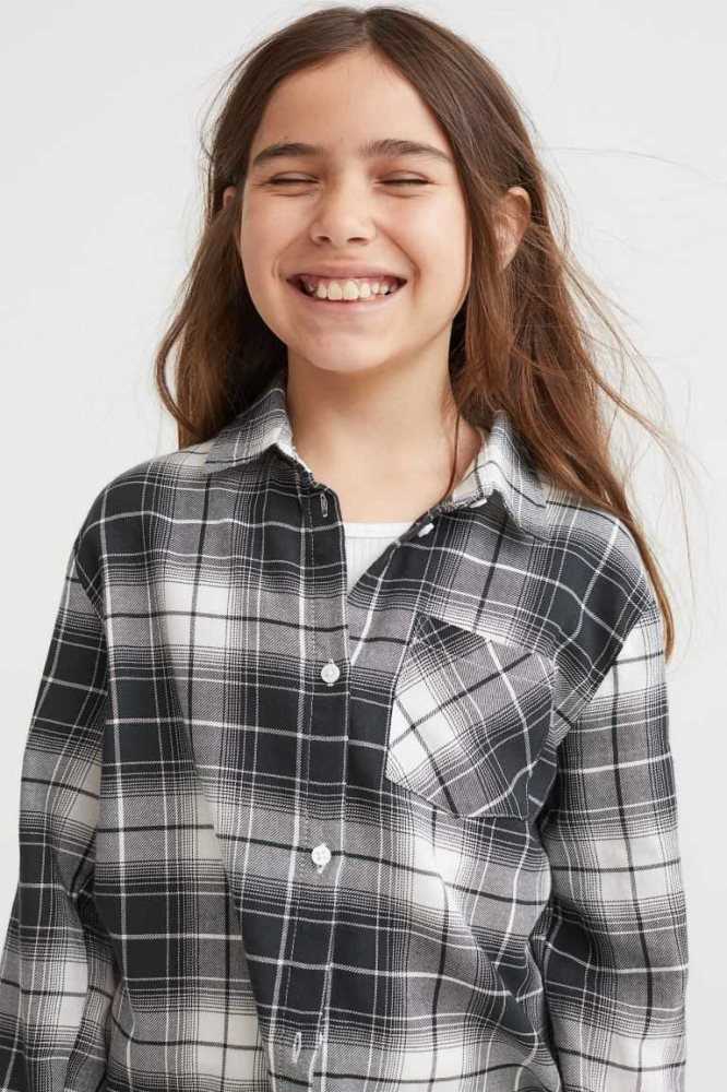 Camisas H&M Algodon Niños Grises Oscuro | 659432HBP