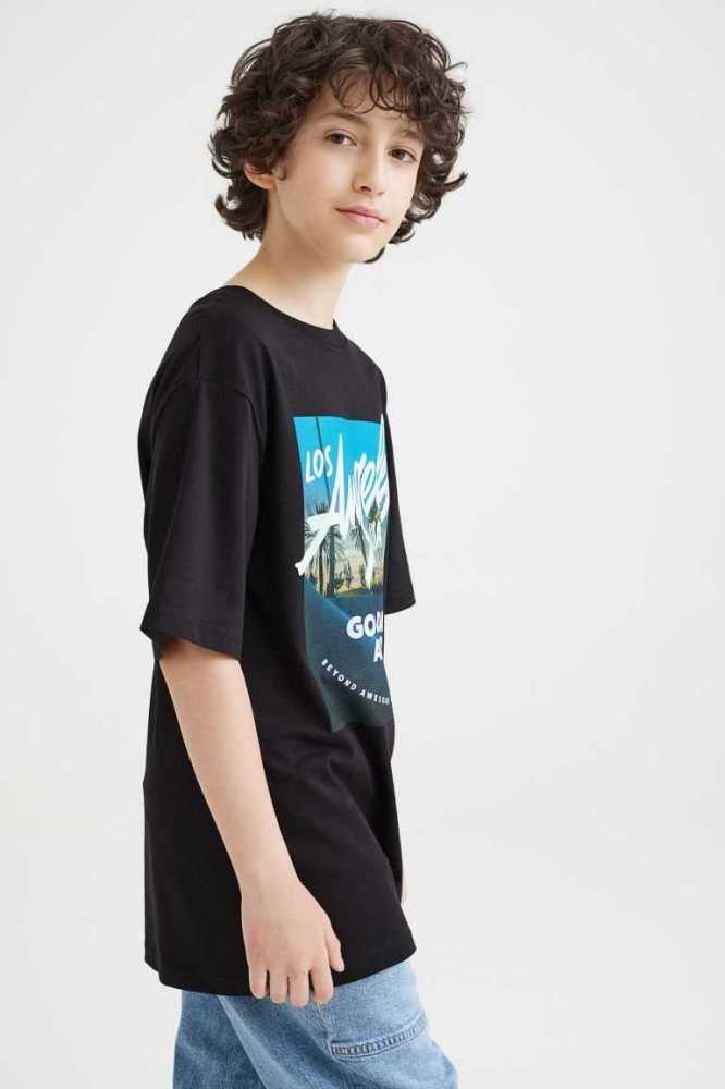 Camisas H&M Algodon Niños Negros | 740295HOK