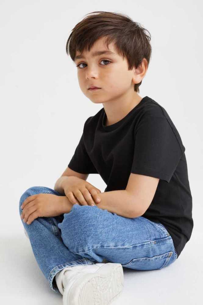 Camisas H&M Algodon Niños Negros | 813247WGJ