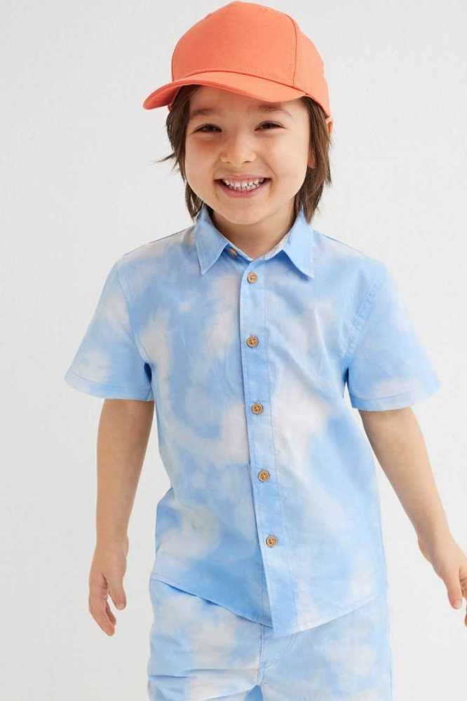 Camisas H&M Algodon Niños Turquesa Claro | 925318YBJ