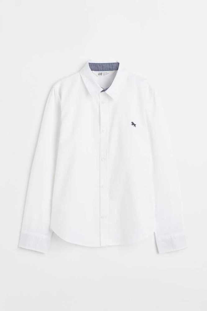 Camisas H&M Algodon Niños Verdes Oscuro | 304869UTH