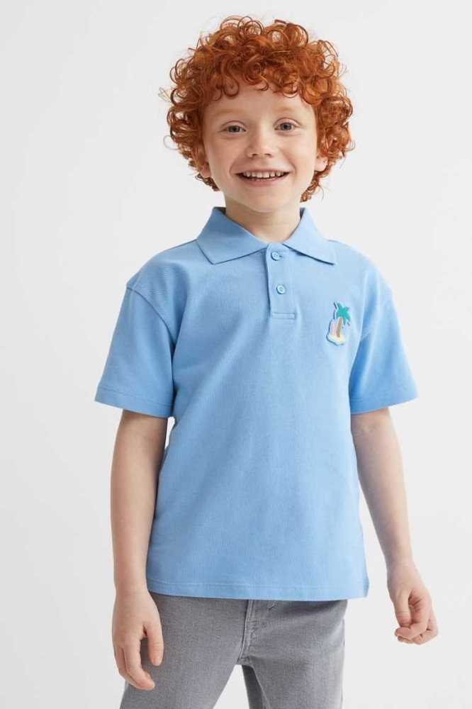 Camisas H&M Algodon Pique Polo Niños Azules Claro | 053841OQE