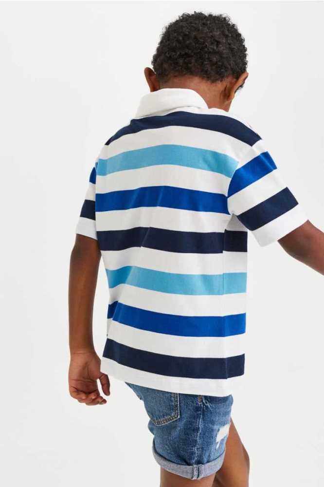 Camisas H&M Algodon Polo Niños Blancos Azules | 183509CAG