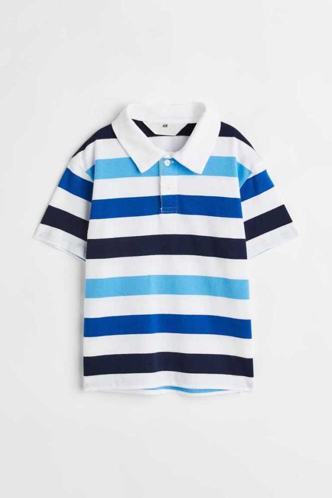 Camisas H&M Algodon Polo Niños Blancos Azules | 183509CAG