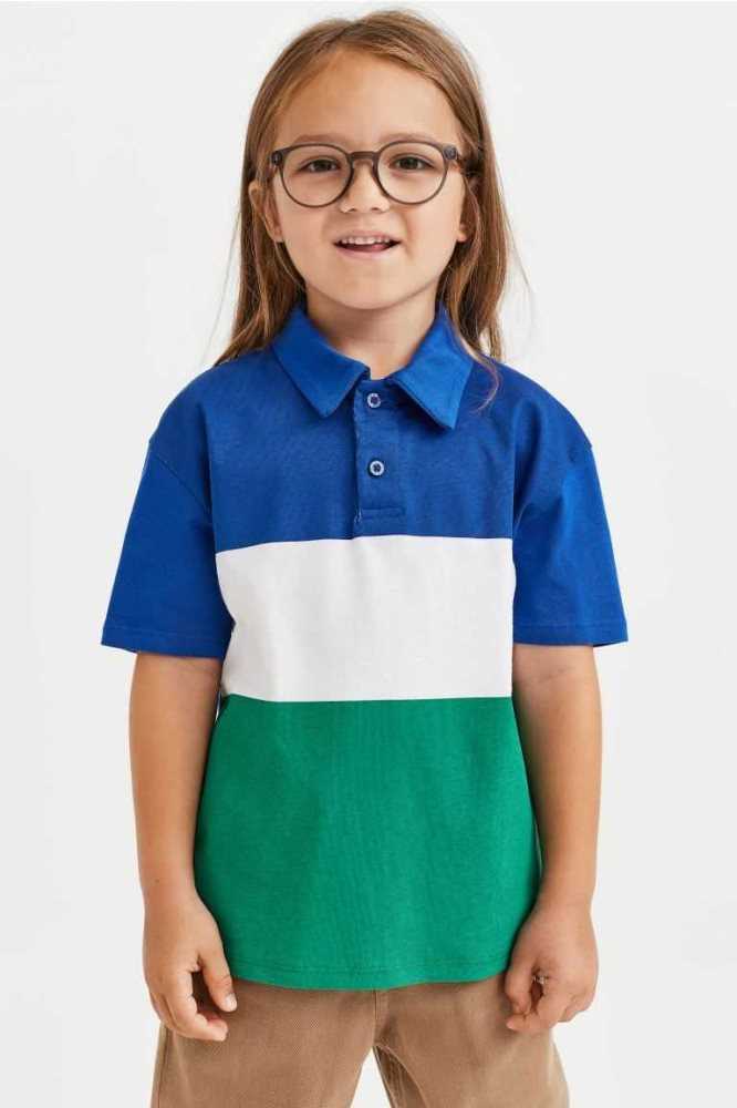 Camisas H&M Algodon Polo Niños Blancos Azules | 183509CAG