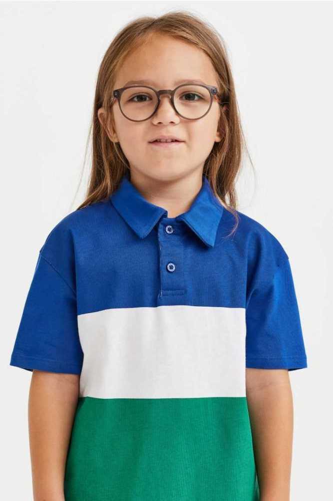 Camisas H&M Algodon Polo Niños Blancos Azules | 183509CAG