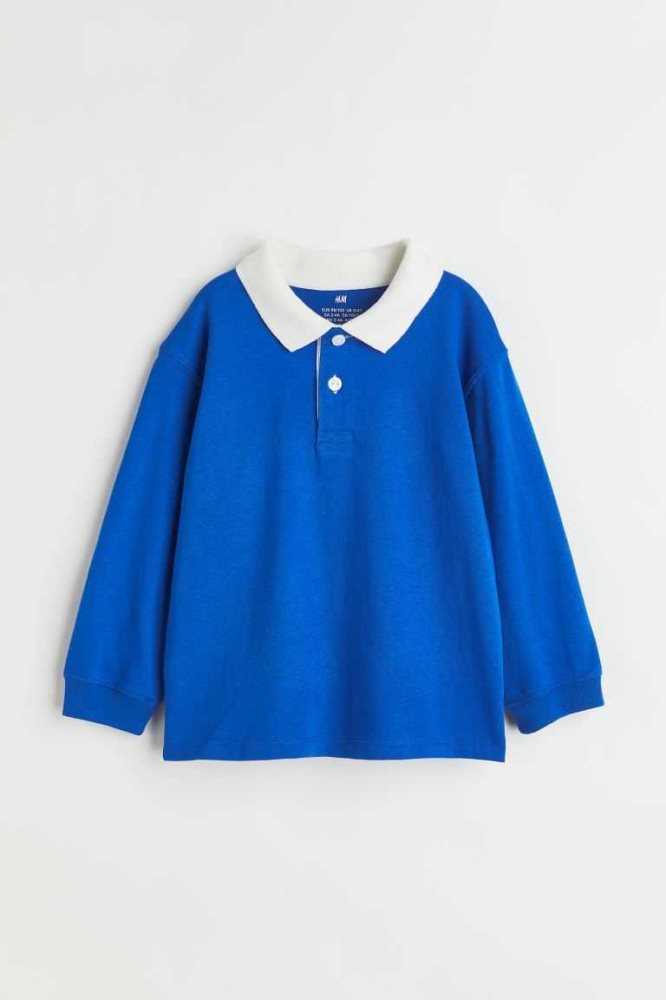 Camisas H&M Algodon Rugby Niños Azules Oscuro | 398641DMO