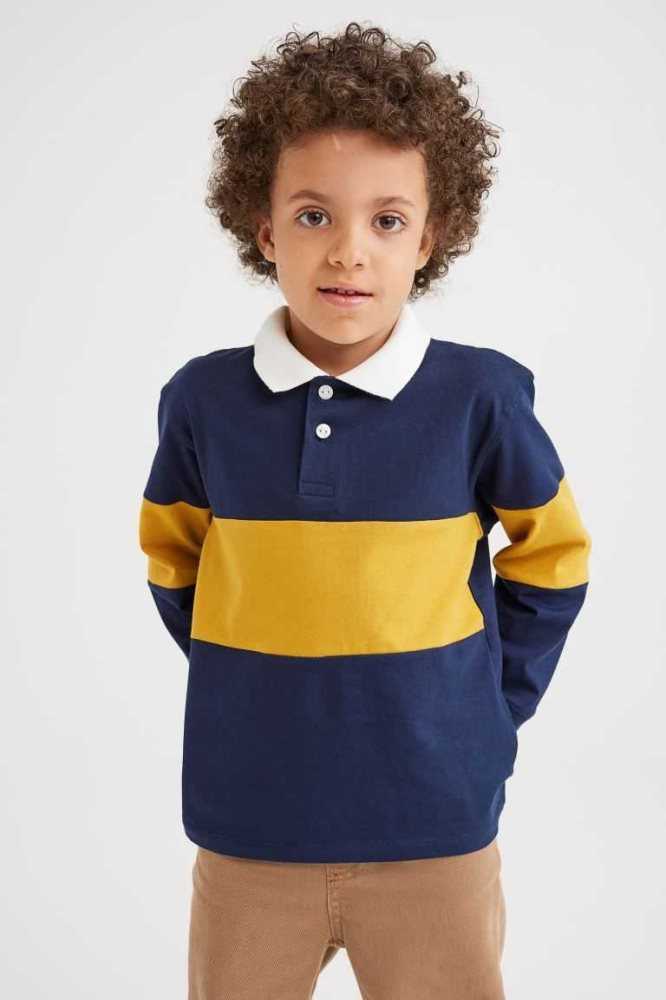 Camisas H&M Algodon Rugby Niños Azules Oscuro | 398641DMO