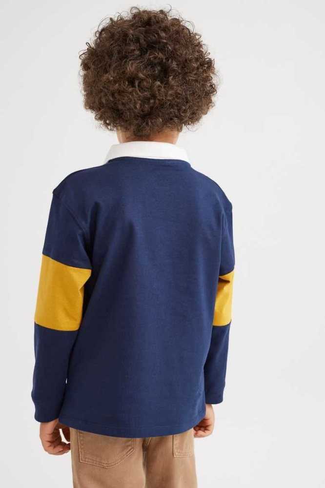 Camisas H&M Algodon Rugby Niños Azules Oscuro | 398641DMO