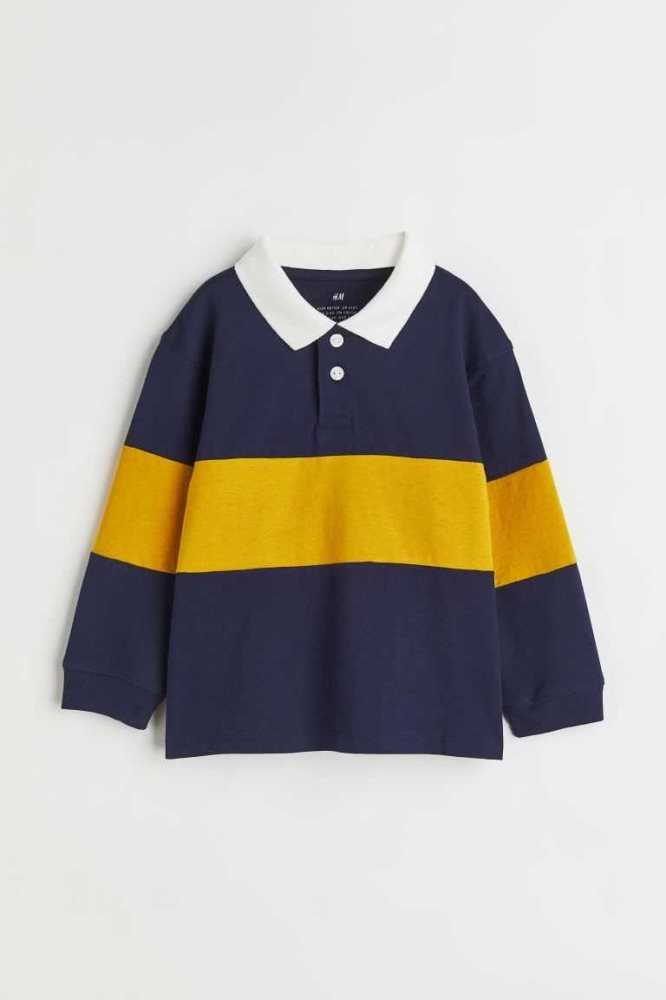 Camisas H&M Algodon Rugby Niños Azules Oscuro | 398641DMO