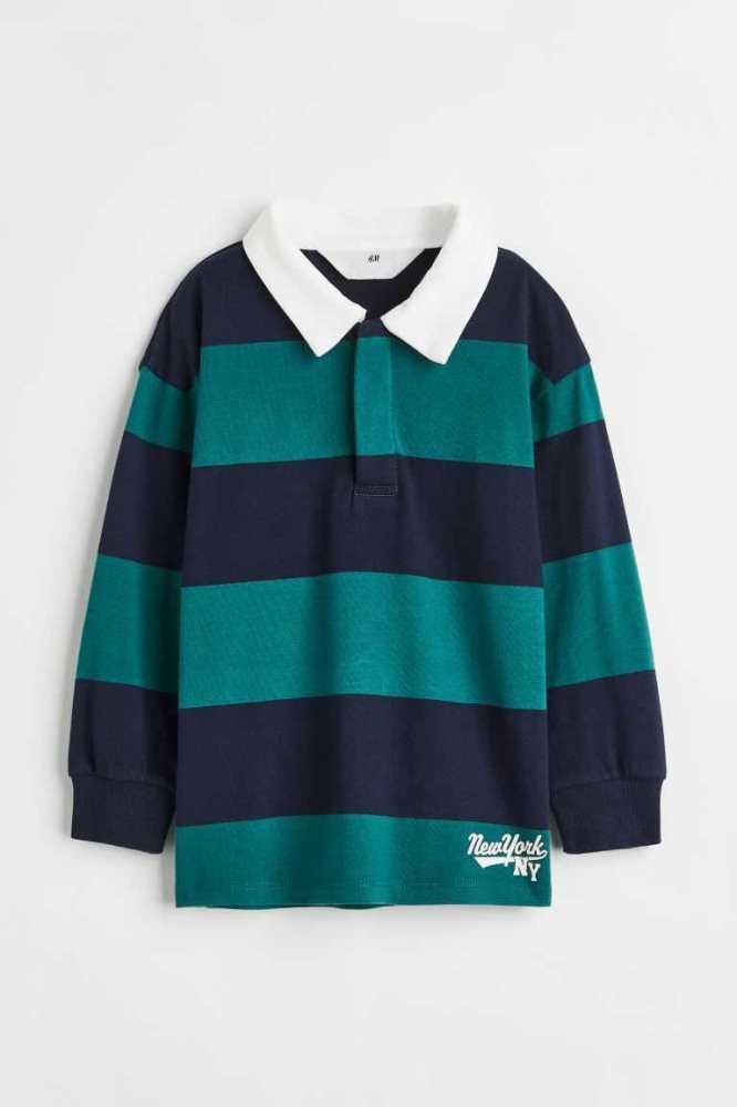 Camisas H&M Algodon Rugby Niños Azules Oscuro | 783612NSR