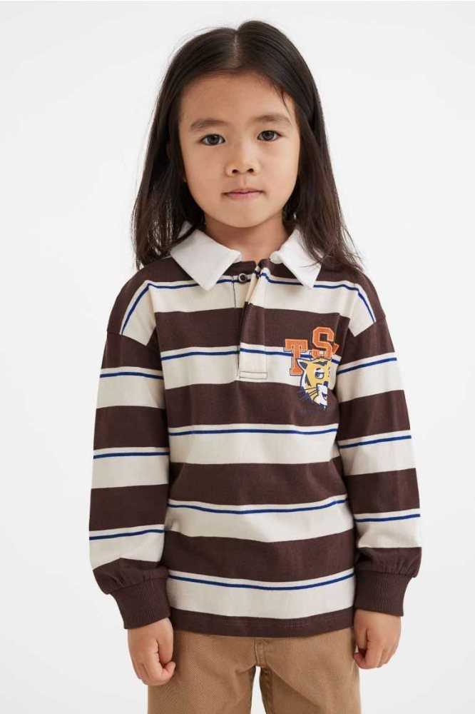 Camisas H&M Algodon Rugby Niños Marrom Oscuro | 983205GBX