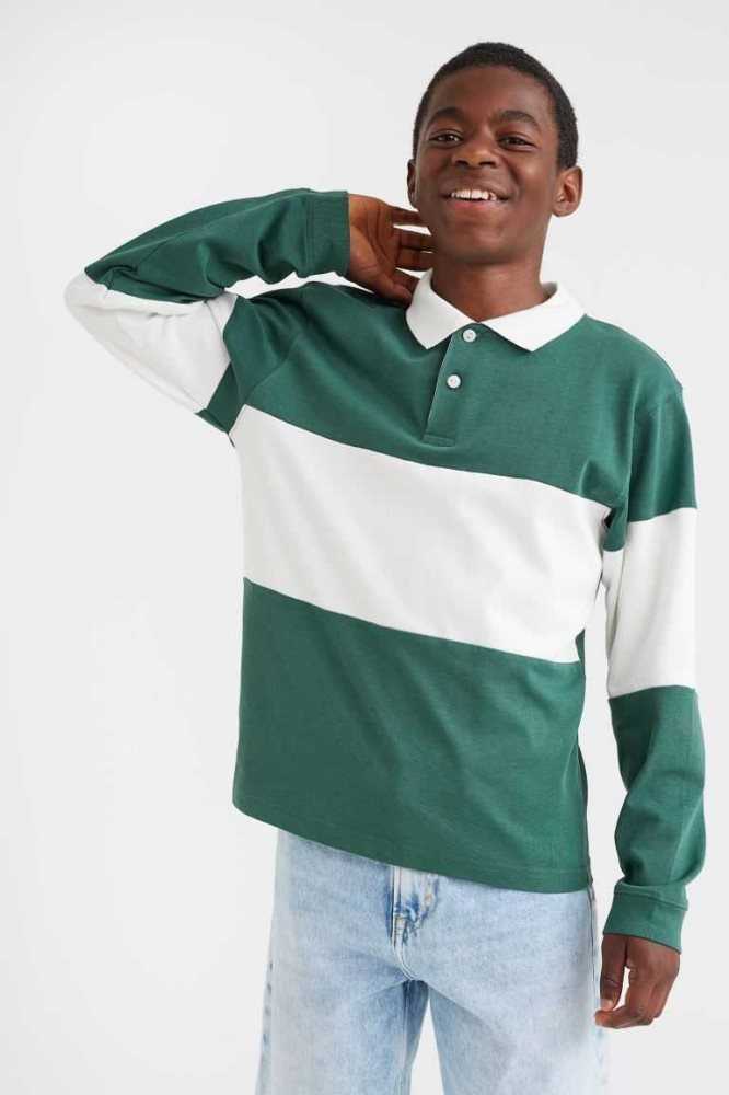 Camisas H&M Algodon Rugby Niños Verdes | 598260JAN