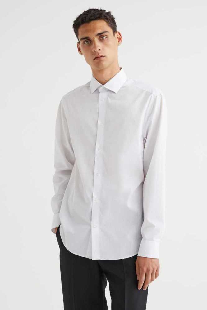 Camisas H&M COOLMAX Regular Fit Hombre Blancos | 086491ZRV