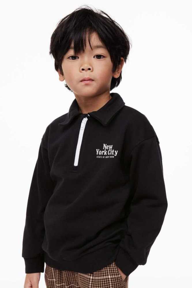 Camisas H&M Collared Half-zip Niños Negros | 149302PTA