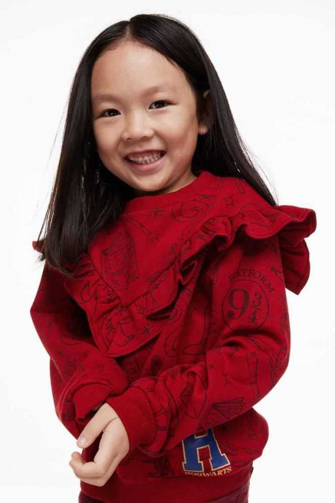 Camisas H&M Flounce-trimmed Niños Rojos | 840517OFR