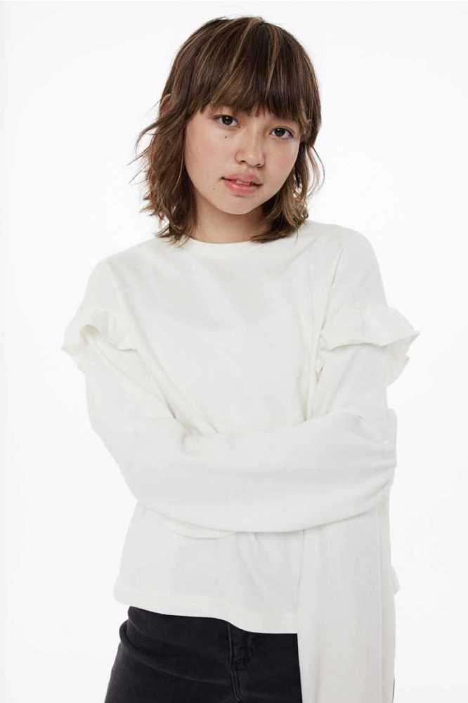 Camisas H&M Flounced Niños Beige Blancos | 894502FHB