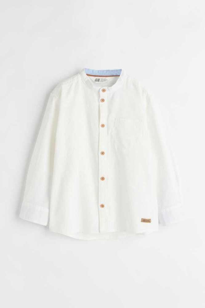 Camisas H&M Henley Niños Blancos | 724105VPK