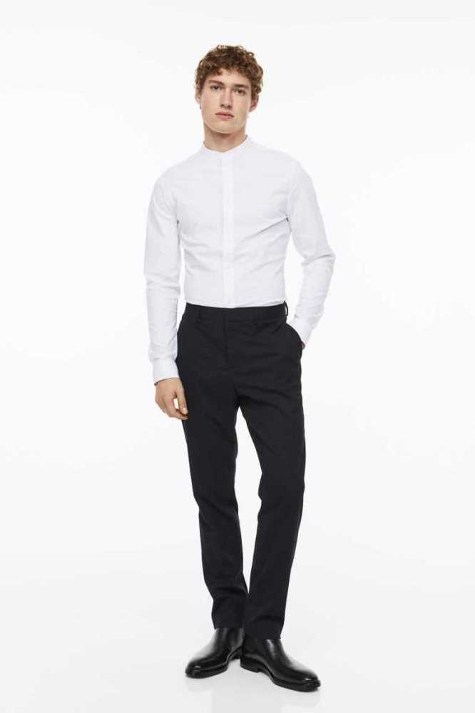 Camisas H&M Muscle Fit Band-collar Hombre Blancos | 682704OTN