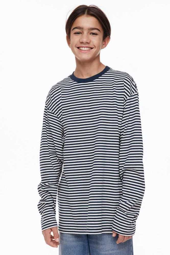 Camisas H&M Oversized Long-sleeved Niños Azul Marino Azules | 429130ZSN