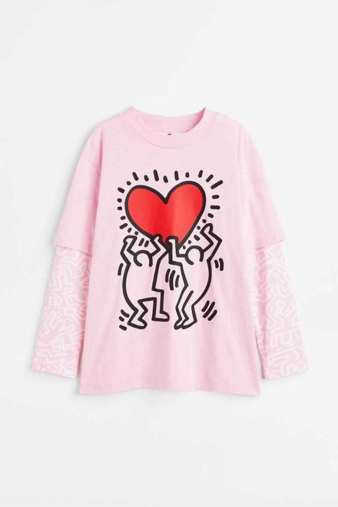 Camisas H&M Oversized Long-sleeved Niños Rosas Claro | 813527APZ