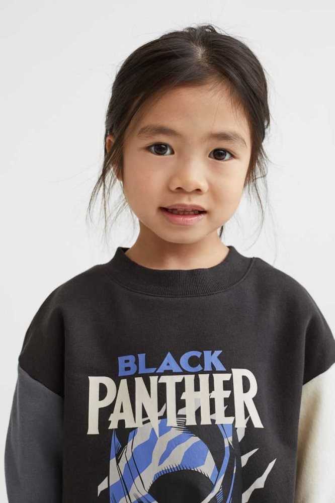 Camisas H&M Oversized Printed Niños Azules Oscuro | 157204VPQ