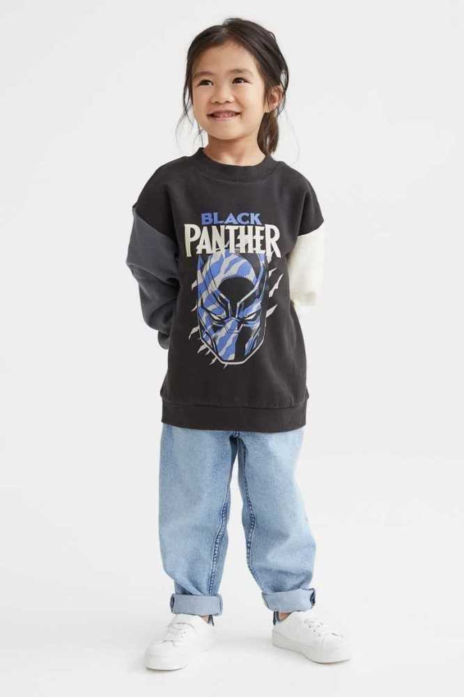 Camisas H&M Oversized Printed Niños Azules Oscuro | 157204VPQ