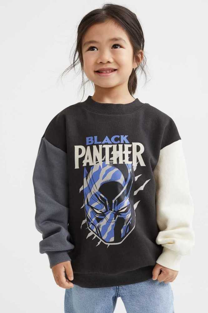 Camisas H&M Oversized Printed Niños Azules Oscuro | 157204VPQ