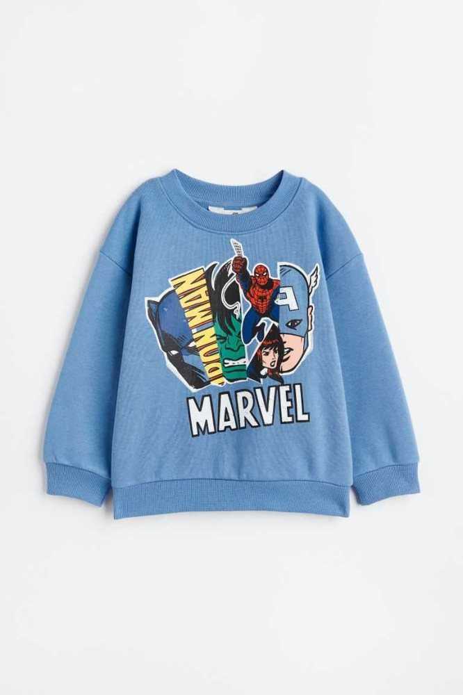 Camisas H&M Oversized Printed Niños Azules | 814357AQV