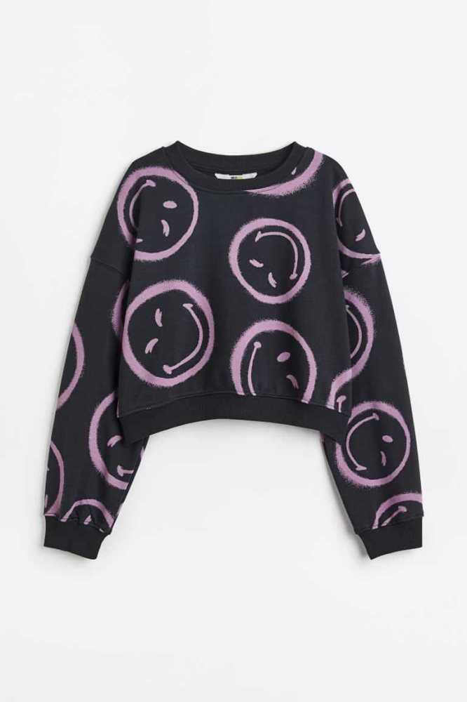 Camisas H&M Oversized Printed Niños Grises Oscuro | 720341KBW