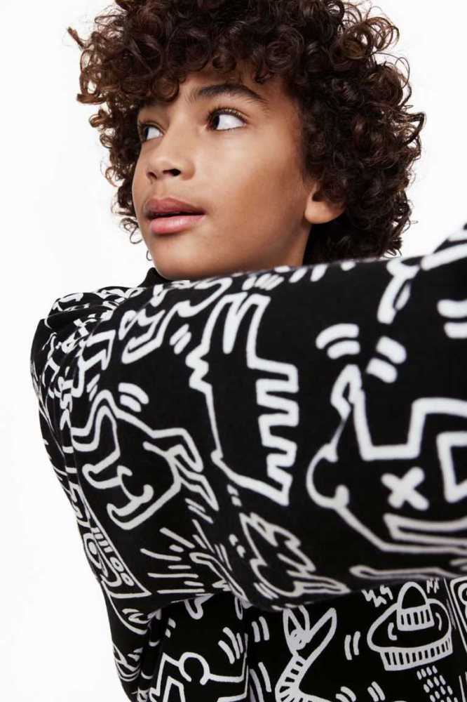 Camisas H&M Oversized Printed Niños Negros | 052861MNR