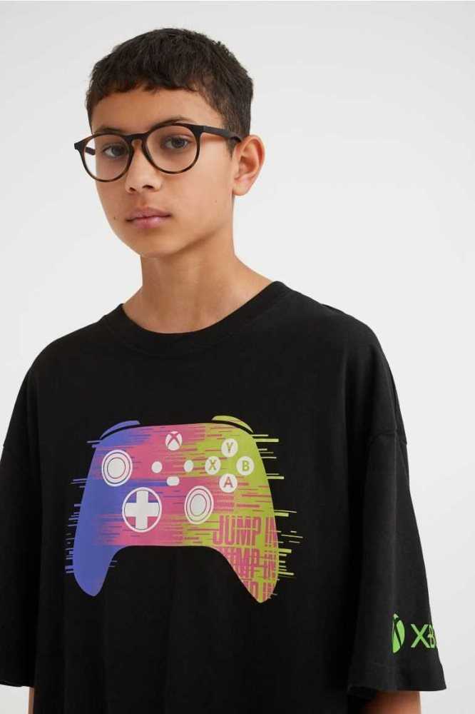 Camisas H&M Oversized Printed Niños Negros | 316758IBA