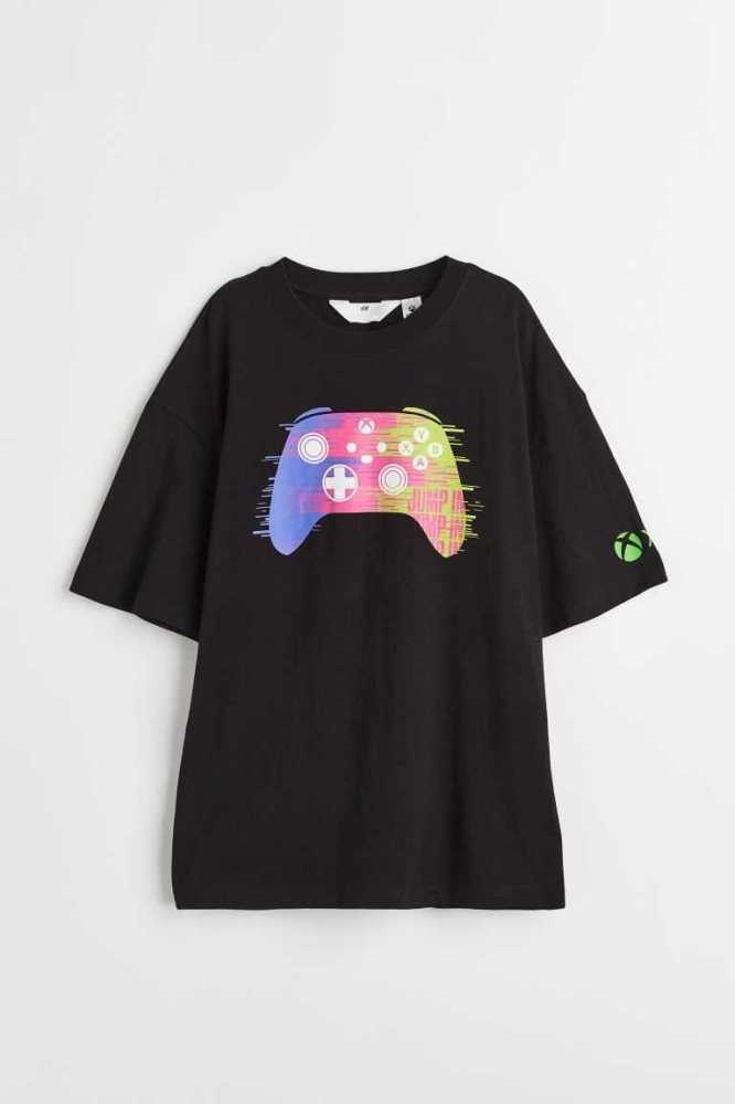 Camisas H&M Oversized Printed Niños Negros | 316758IBA