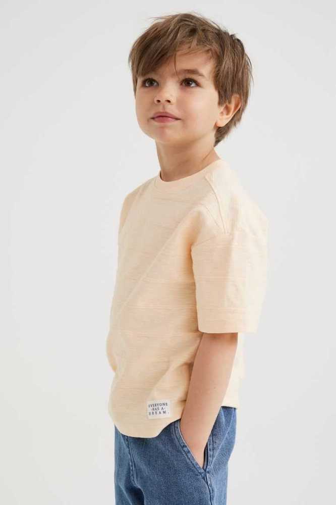 Camisas H&M Oversized Slub Algodon Niños Amarillos Claro | 572108DBK