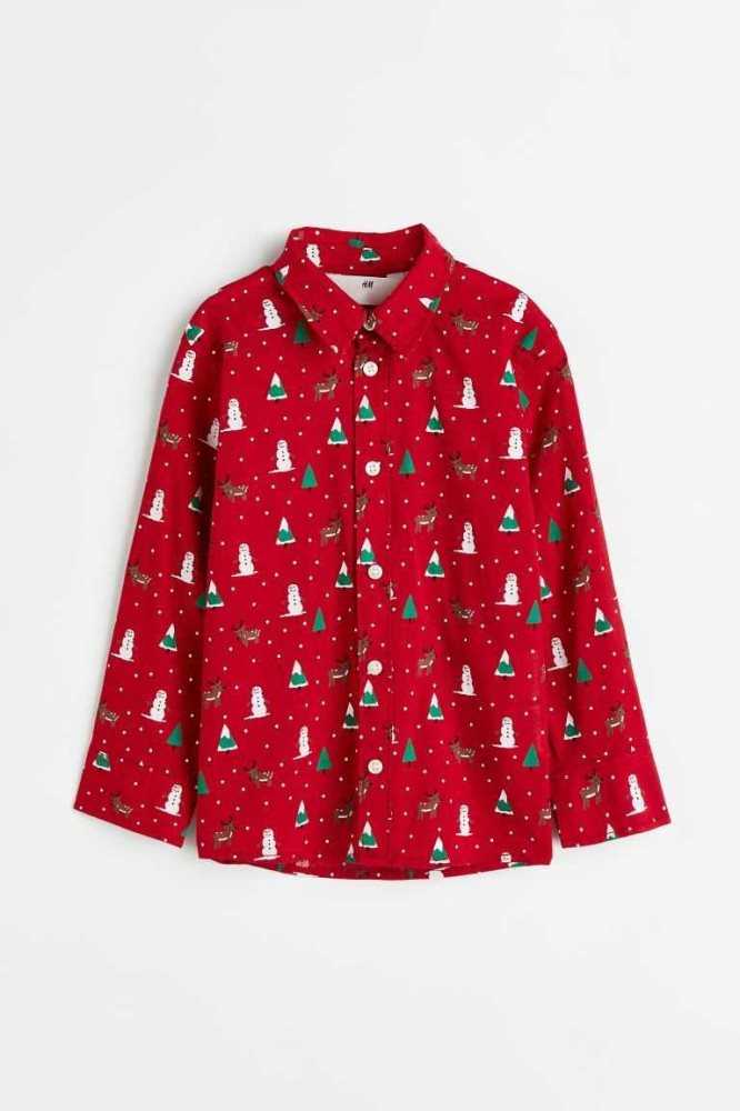 Camisas H&M Patterned Algodon Niños Rojos | 817043WED