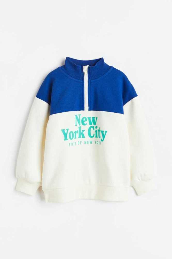 Camisas H&M Printed Half-zip Niños Azules Claro | 735986RZN