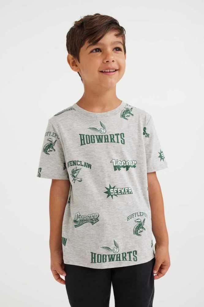 Camisas H&M Printed Niños Amarillos Oscuro | 908542FPV