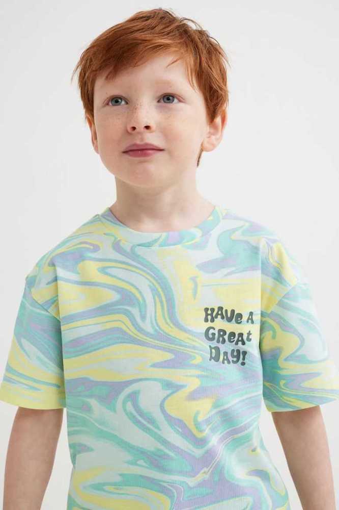 Camisas H&M Printed Niños Azules Claro | 207861PIT