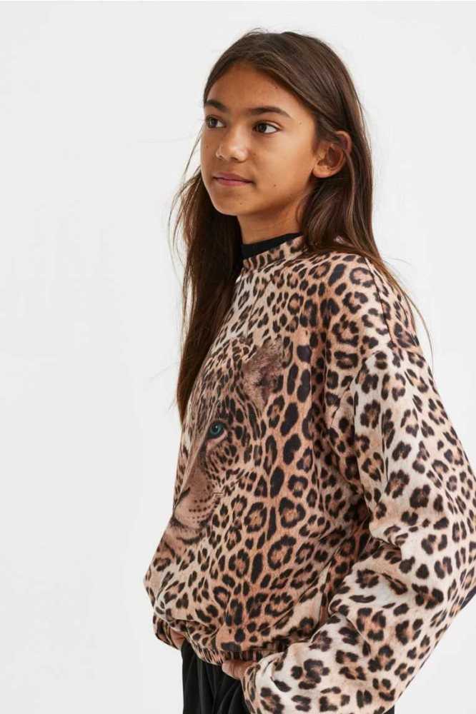 Camisas H&M Printed Niños Beige Leopardo | 540392YRP