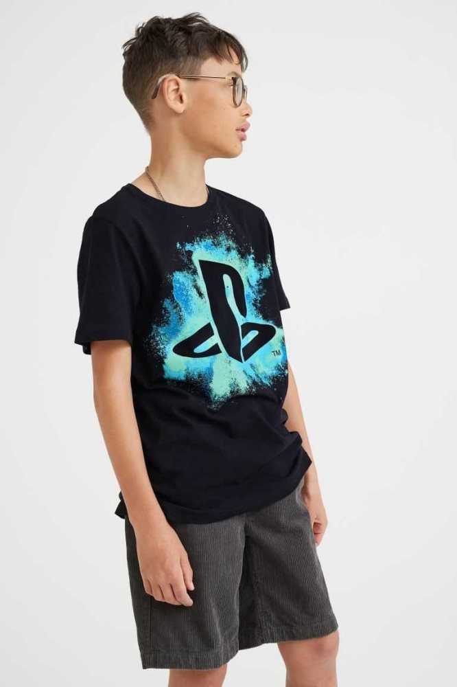 Camisas H&M Printed Niños Negros | 130724CME